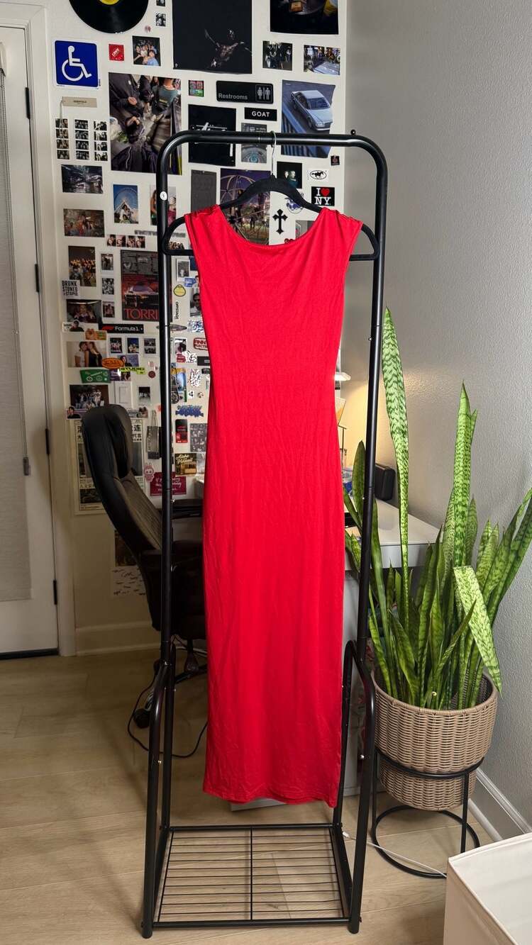 Red Long Scoop Back Maxi Dress